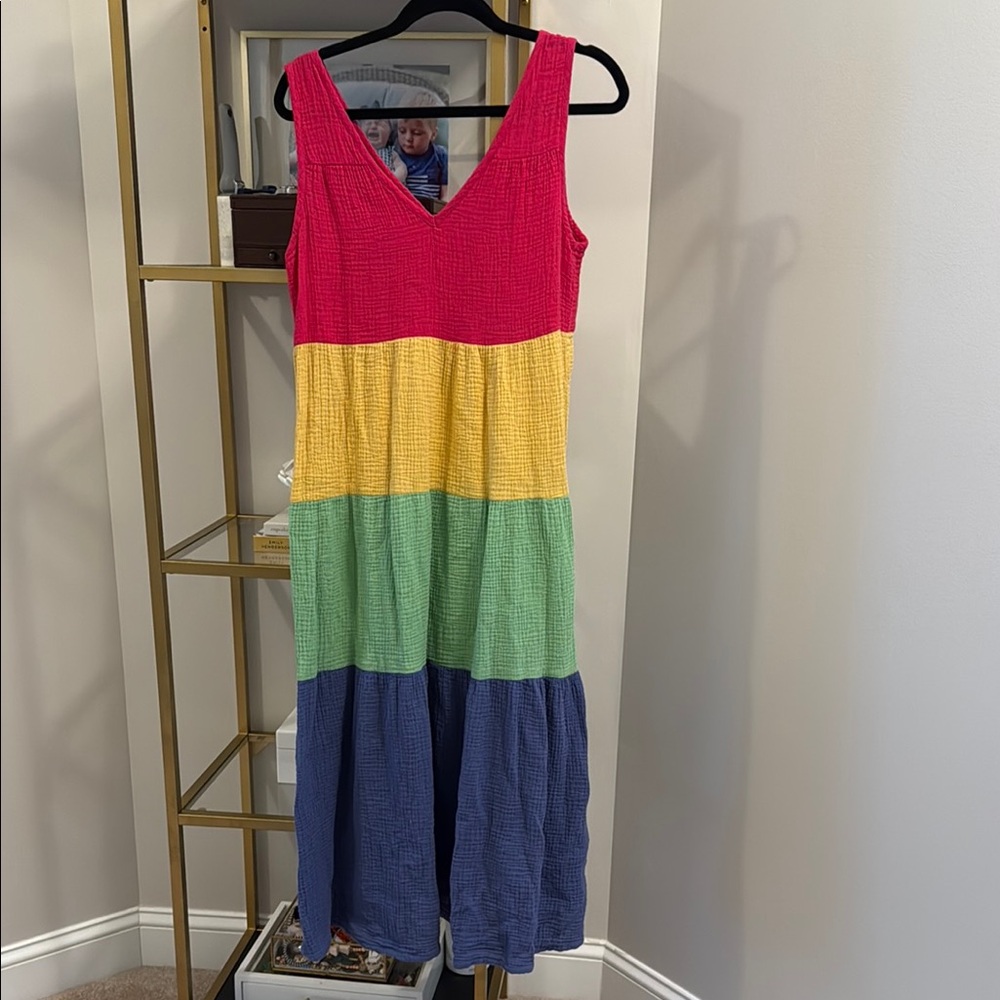 Marine Layer Colorblock Maxi Dress - Red, Yellow, Green, Blue